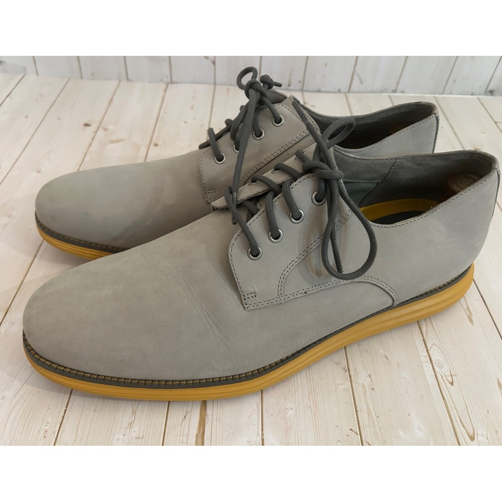 Cole Haan OS 14 M Gray Suede Lace UP Grand OS Color Oxford Sneakers Brick Gray